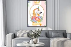 Plakat: Romantic seamless fairy tale texture with bouquets, flowers,ribbon,crown