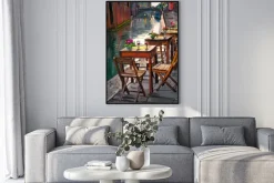 Plakat: Romantyczna kawiarnia przy rzece