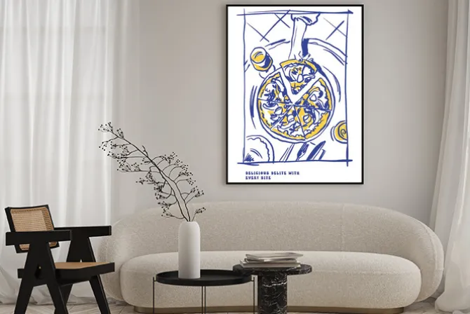 Plakat: Romantyczna włoska kolacja z pizzą i winem