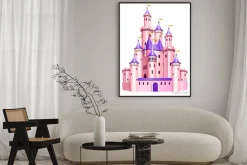 Plakat: Różowa księżniczka zamek.