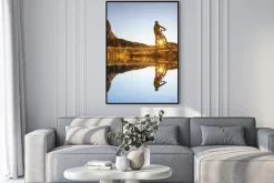 Plakat: Rowerzysta nad jeziorem