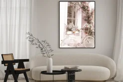 Plakat: Różowy rower z kwiatami