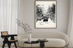 Plakat: Rysowania linii strony sztuki kompozycji ruchu miejskiego