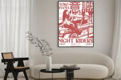 Plakat: Rysunek w stylu mangi dziewczyna na masce samochodu