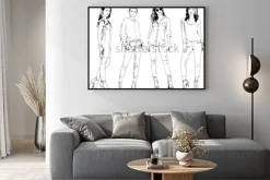 Plakat: Rysunki wektorowe na temat pięknej szczupłej dziewczyny sportowy