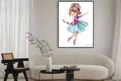 Plakat: Rysunkowa dziewczynka baletnica