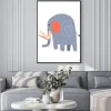 Plakat: Sad blue elephant walking