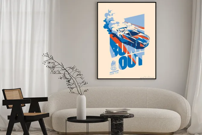 Plakat: Samochody wyścigowe, japoński sport dryfujący, wyścigi na ulicach