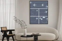 Plakat: Samolot lot - przerywana śladu samolotu, w kształcie serca, a