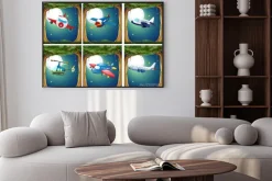 Plakat: Samoloty i helikoptery latające nocą