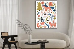 Plakat: Scandinavian forest vector illustration set simple doodles with