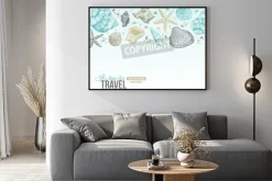 Plakat: Sea shells lato pocztówka projektowych. wektor tła z muszle,