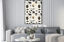 Plakat: Seamless pattern of mystical and astrology objects in boho style.