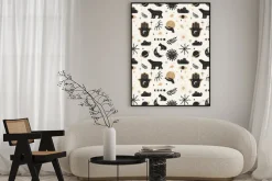 Plakat: Seamless pattern of mystical and astrology objects in boho style.