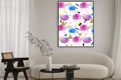 Plakat: Seamless pattern with cute watercolor clouds