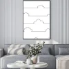 Plakat: Seamless pattern with simple cartoon clouds in continuous line