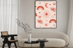 Plakat: Seamless pattern with love boho sun, rainbow, moon