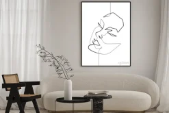 Plakat: Serene female face one single continuous line vector graphic