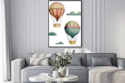 Plakat: Set of steampunk elements - air balloons and clouds. hand drawn