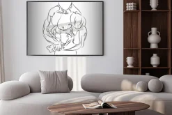 Plakat: Silne ciało człowieka na szarym backgorund