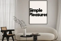 Plakat: Simple pleasures. vector poster with inscription. creative artwork.