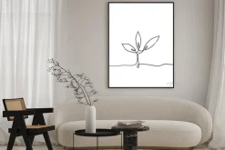 Plakat: Single continuous line art growing sprout handdrawn doodle style