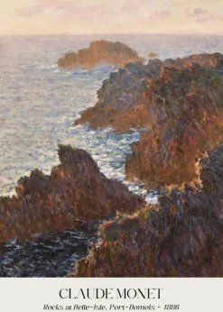Plakat: Skały na belle-île i wybrzeże w port-domois reprodukcja claude