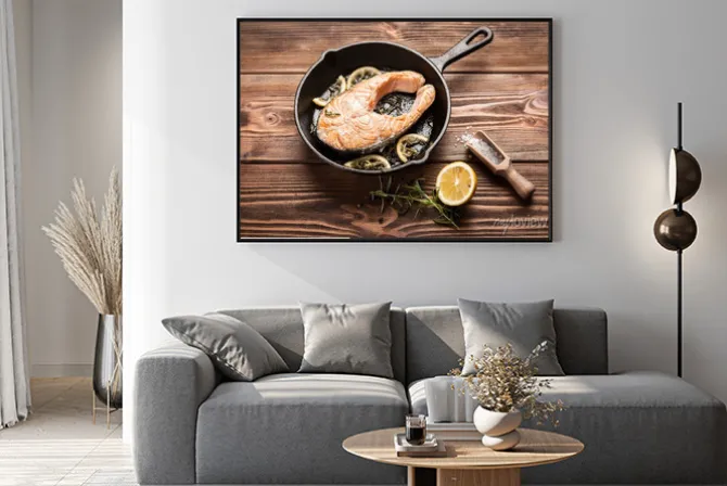 Plakat: Smażony plasterek łososia