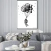 Plakat: Soaring spaceman. astronaut with planets. balloons in space.