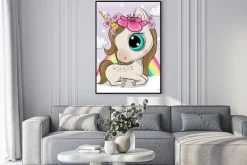 Plakat: Słodki jednorożec na chmurce