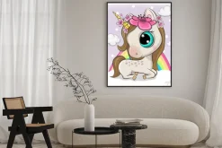 Plakat: Słodki jednorożec na chmurce