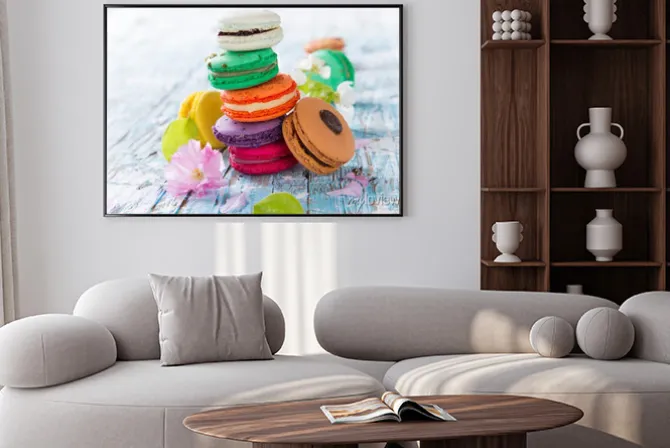 Plakat: Słodkie i kolorowe francuskie makaroniki.