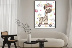Plakat: Słodkie żyrafa z deskorolka