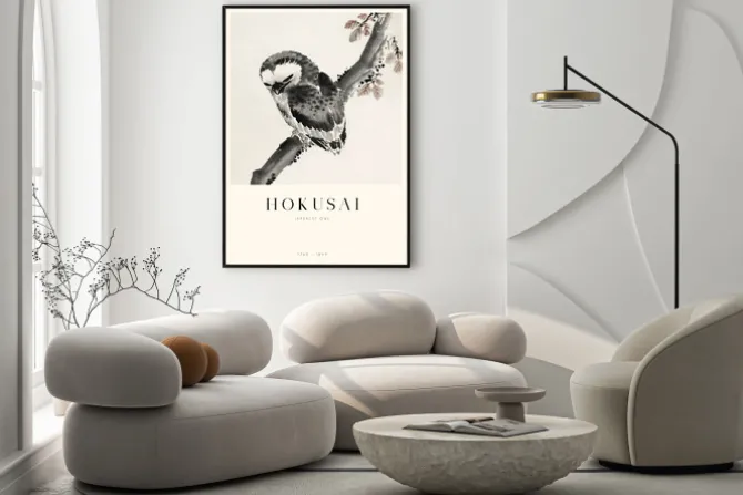 Plakat: Sowa japońska reprodukcja autorstwa hokusai