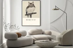 Plakat: Sowa reprodukcja japońskiego malunku hokusai