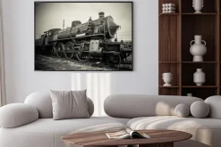 Plakat: Stara lokomotywa parowa