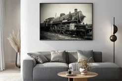 Plakat: Stara lokomotywa parowa