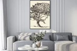 Plakat: Stare drzewo rocznika ilustracji ręcznie narysowanego szkic