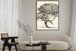 Plakat: Stare drzewo rocznika ilustracji ręcznie narysowanego szkic