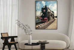 Plakat: Stare lokomotywy parowe z 20 wieku