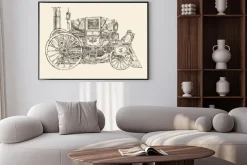Plakat: Steampunk karetki, grawerowane stylu, ilustracji wektorowych