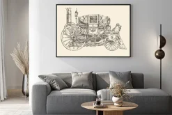 Plakat: Steampunk karetki, grawerowane stylu, ilustracji wektorowych