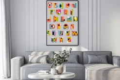 Plakat: Streszczenie czcionki alfabetu. papier wycięcie stylu