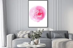 Plakat: Streszczenie różowy rysunek odręczny zmywanie akwarele na białym