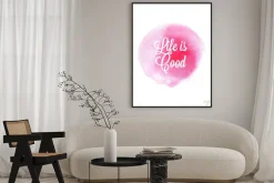 Plakat: Streszczenie różowy rysunek odręczny zmywanie akwarele na białym