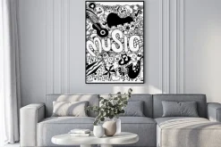 Plakat: Streszczenie tle muzyki ręcznie rysunek doodle, wektor illustratio