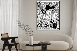 Plakat: Streszczenie tle muzyki ręcznie rysunek doodle, wektor illustratio