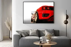 Plakat: Strzał z czerwonym sportowym samochodem (ferrari)