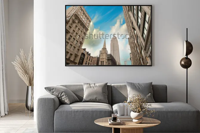 Plakat: Stunning skyline of new york city at summer sunset. manhattan