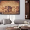 Plakat: Styl vintage nowy jork panorama manhattanu z grunge tekstur